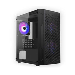 ACTECK - Gabinete Gamer Balam Rush Mini Torre Artic GI725 ATX Panel Izq Cristal Frente Colmena USB 3.0/3xFan RGB Negro