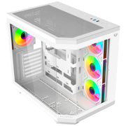 ACTECK - Gabinete Gamer Balam Rush Media Torre Tank Master 9600TB Max MB ATX Ultra Wides/USB-C/USB 3/Audio Fan ARGB Blanco