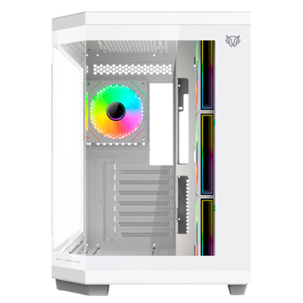 ACTECK - Gabinete Gamer Balam Rush Media Torre Tank Master 9600TB Max MB ATX Ultra Wides/USB-C/USB 3/Audio Fan ARGB Blanco
