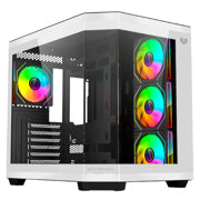 ACTECK - Gabinete Gamer Balam Rush Media Torre Tank Master 9600TB Max MB ATX Ultra Wides/USB-C/USB 3/Audio Fan ARGB Blanco- Negro