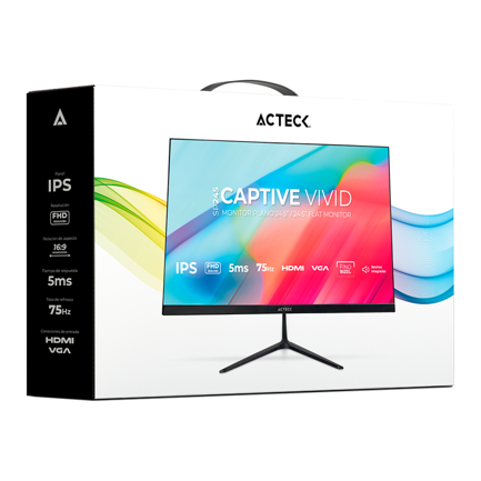 ACTECK - Monitor Plano Acteck 24.5 IPS Captive Vivid SP245/FHD/75Hz/Vesa 75mm/Advanced Negro