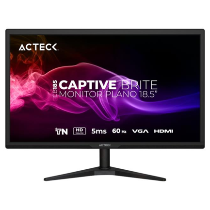 ACTECK - Monitor Acteck Plano 18.5" TN Captive Brite CB185 /HD/60Hz/5ms/Low-blue light/1xVGA+1xHDMI 1.4/VESA75mm/Essential Negro