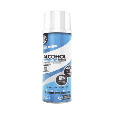 SILIMEX - Alcohol Isopropilico en Aerosol para limpieza de equipos de vídeo, fibra óptica, cómputo, y equipo telefónico 250 ml