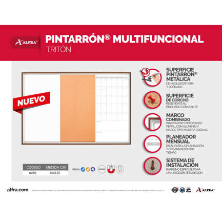 ALFRA - Tablero Alfra Multifuncional Triton 80X120