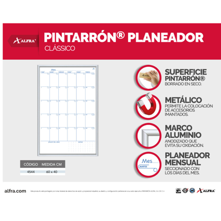 ALFRA - Planeador Alfra mensual metálico clásico 60 × 40 cm