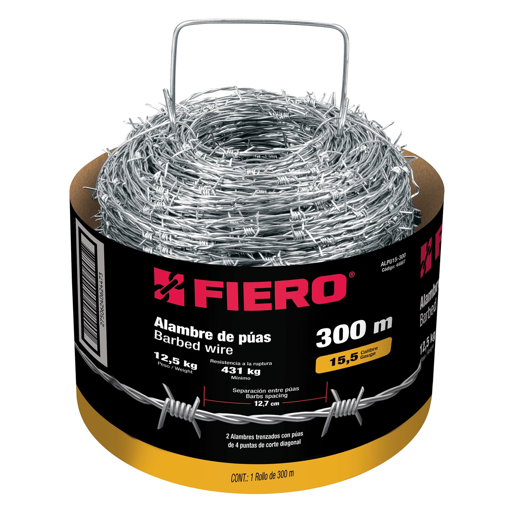 Rollo de alambre de puas 300m calibre 15.5, FIERO