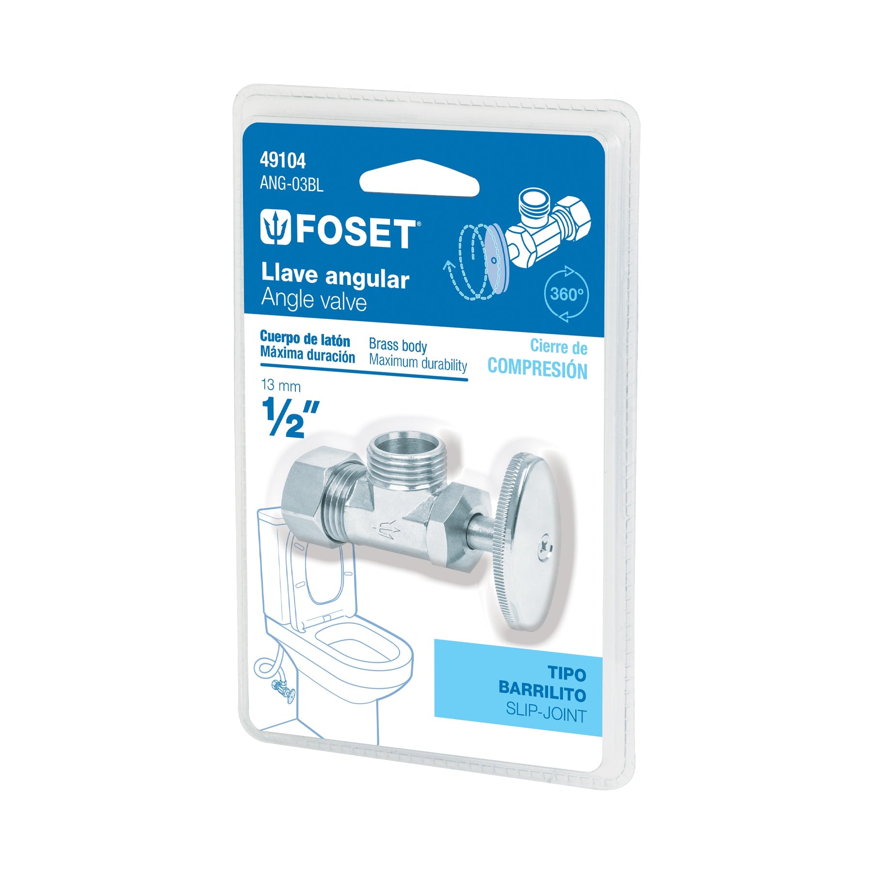 Llave angular de 1/2', de compresion, barrilito, blister