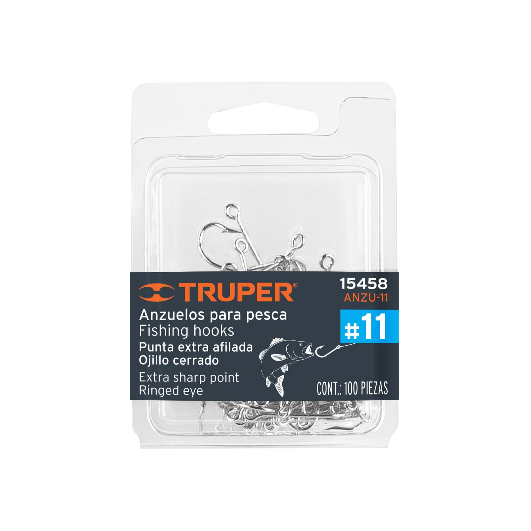 Blister con 100 anzuelos para pesca # 11, Truper