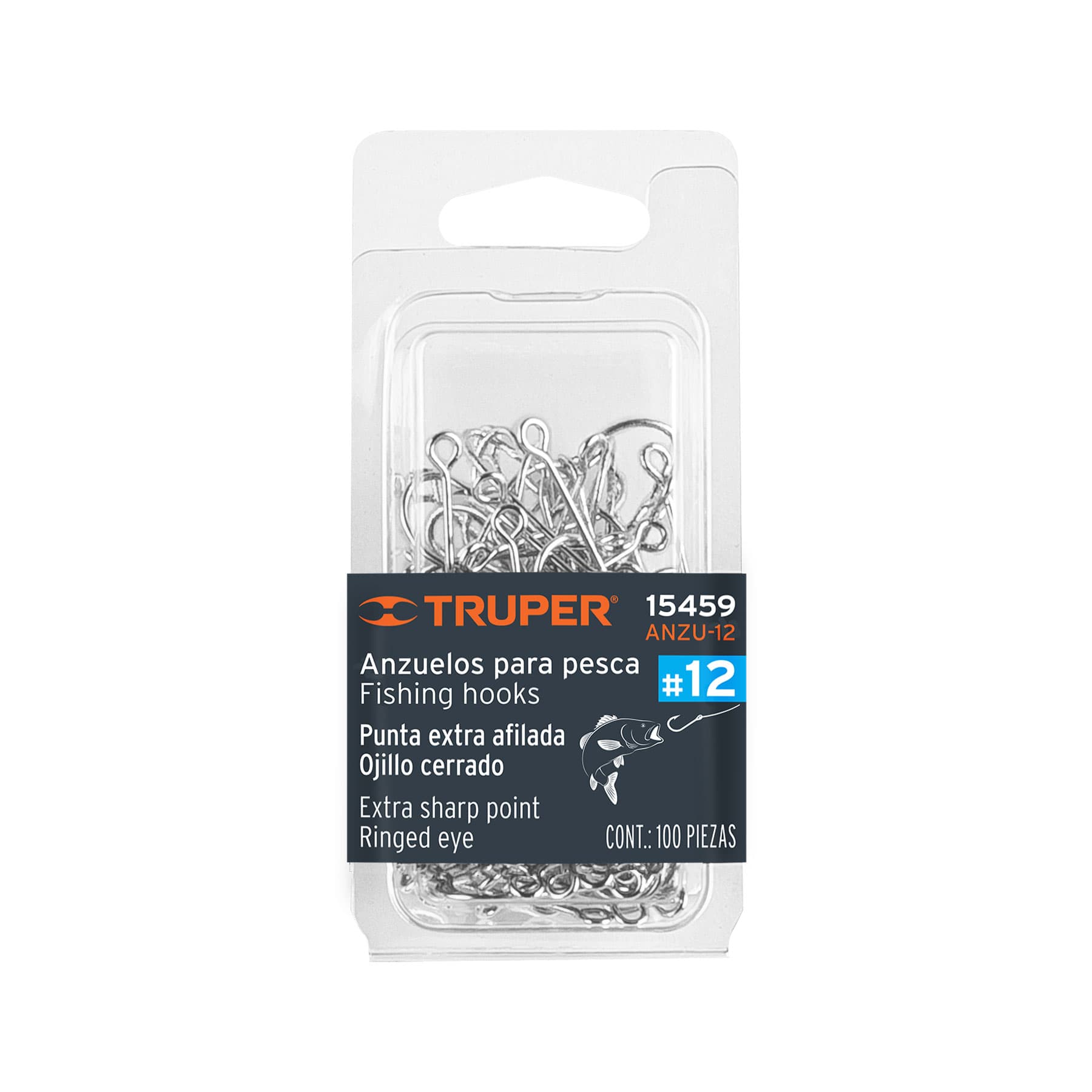 Blister con 100 anzuelos para pesca # 12, Truper