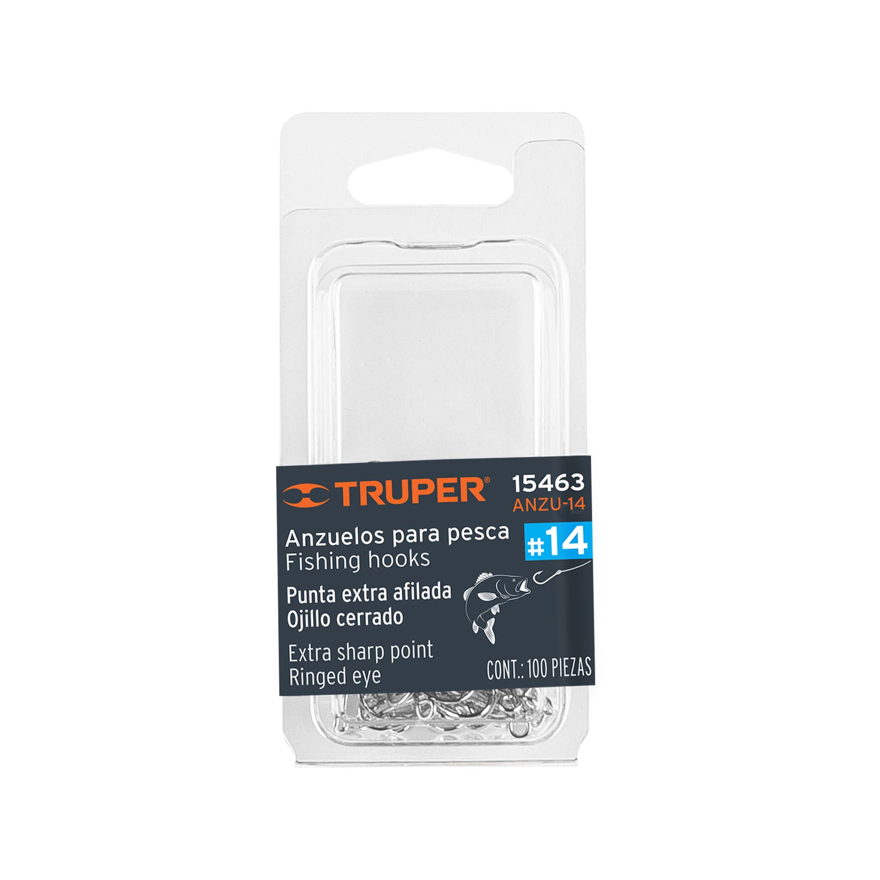 Blister con 100 anzuelos para pesca # 14, Truper