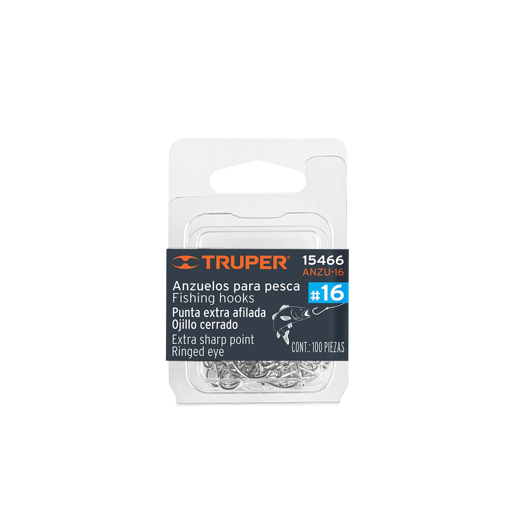 Blister con 100 anzuelos para pesca # 16, Truper