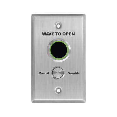 ACCESSPRO - Botón de Salida Doble con Aro Iluminado/ IP65 / Diseño Estético / Temporizador y Distancia Ajustable / Botón Sin Contacto y Botón de Contacto en uno solo