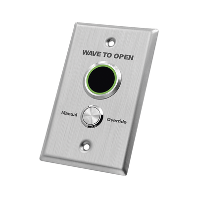 ACCESSPRO - Botón de Salida Doble con Aro Iluminado/ IP65 / Diseño Estético / Temporizador y Distancia Ajustable / Botón Sin Contacto y Botón de Contacto en uno solo