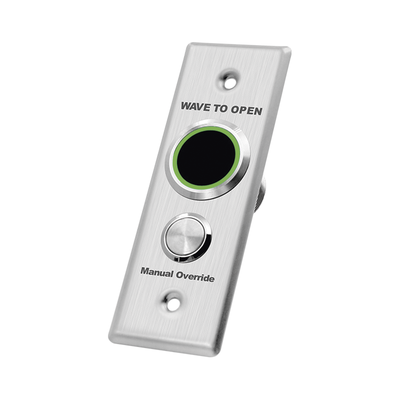 ACCESSPRO - Botón de Salida Doble con Aro Iluminado / IP65 / Diseño Estético Delgado / Temporizador y Distancia Ajustable / Botón Sin Contacto y Botón de Contacto en uno solo
