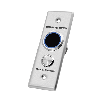 ACCESSPRO - Botón de Salida Doble con Aro Iluminado / IP65 / Diseño Estético Delgado / Temporizador y Distancia Ajustable / Botón Sin Contacto y Botón de Contacto en uno solo