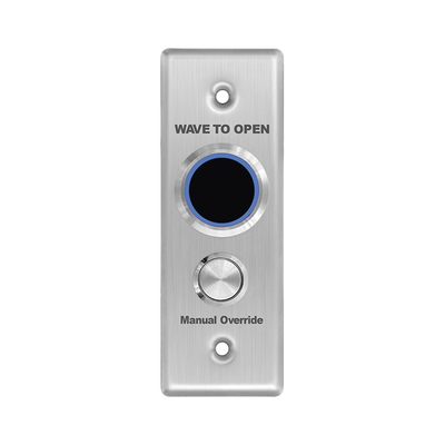 ACCESSPRO - Botón de Salida Doble con Aro Iluminado / IP65 / Diseño Estético Delgado / Temporizador y Distancia Ajustable / Botón Sin Contacto y Botón de Contacto en uno solo