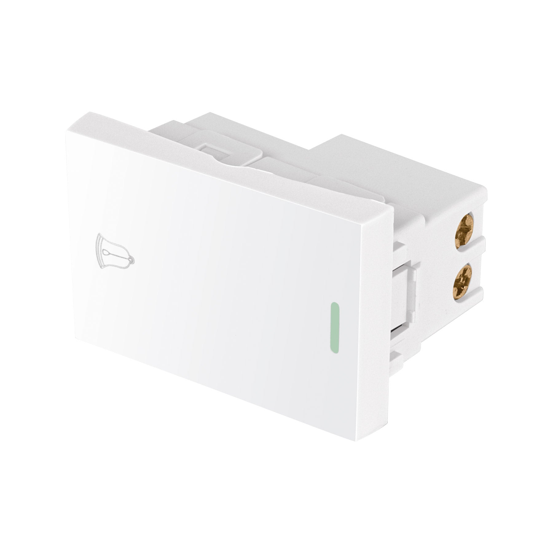 Interruptor para timbre blanco de 1.5 modulos, linea Lisboa