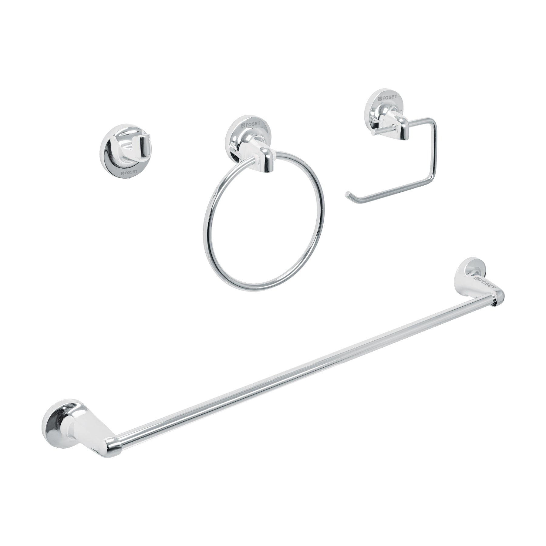 Juego de 4 accesorios para baño metalicos, Foset Aqua