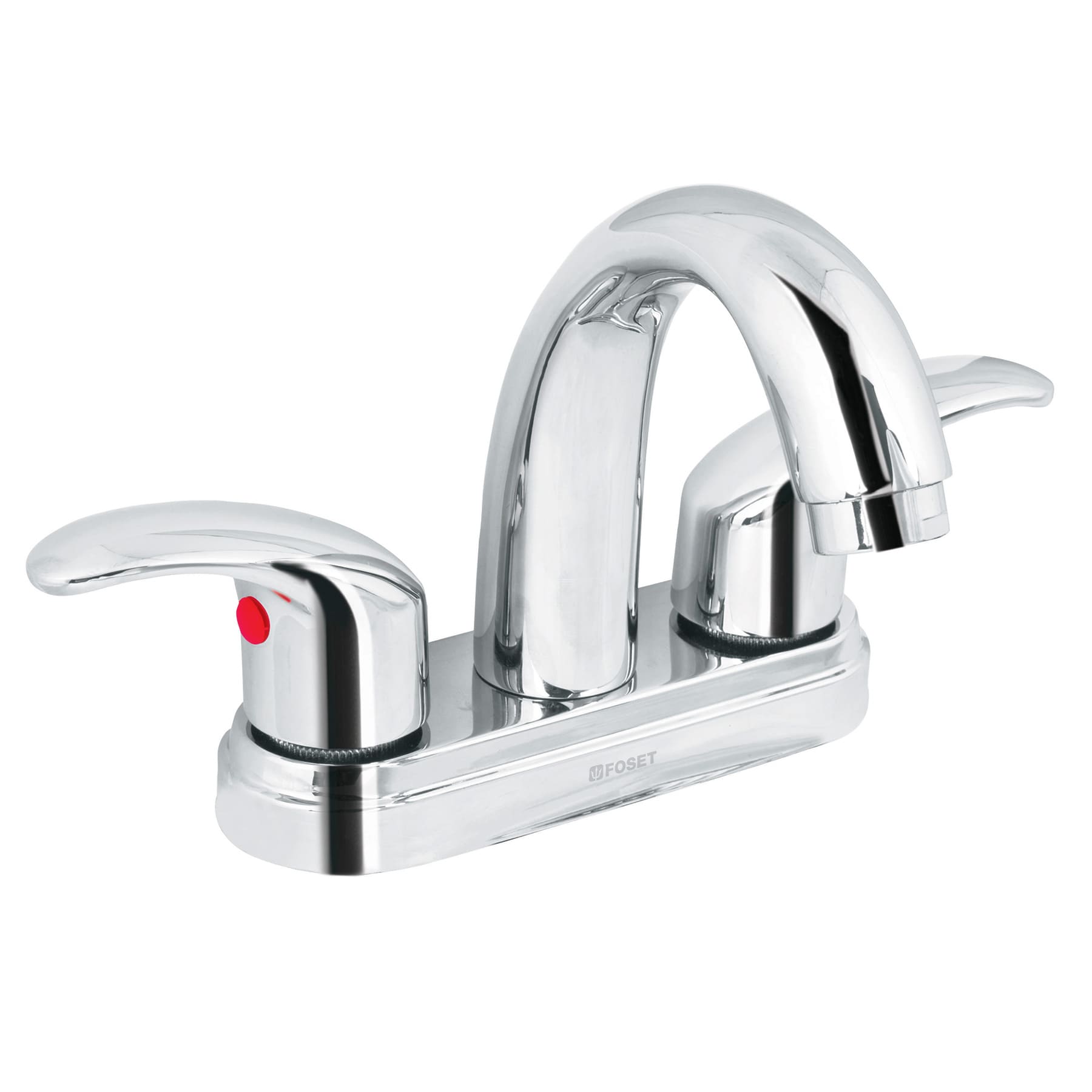 Mezcladora lavabo 4' cromo, nariz curva, palanca, AQUA
