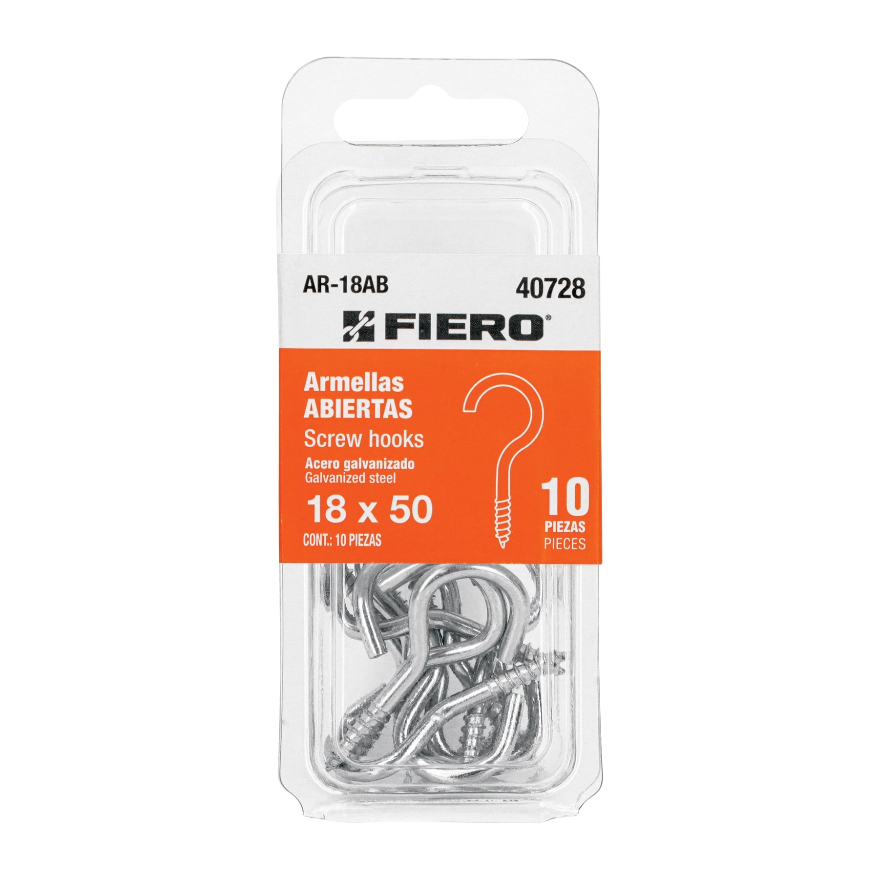 Blister con 10 armellas abiertas de 18 x 50, FIERO