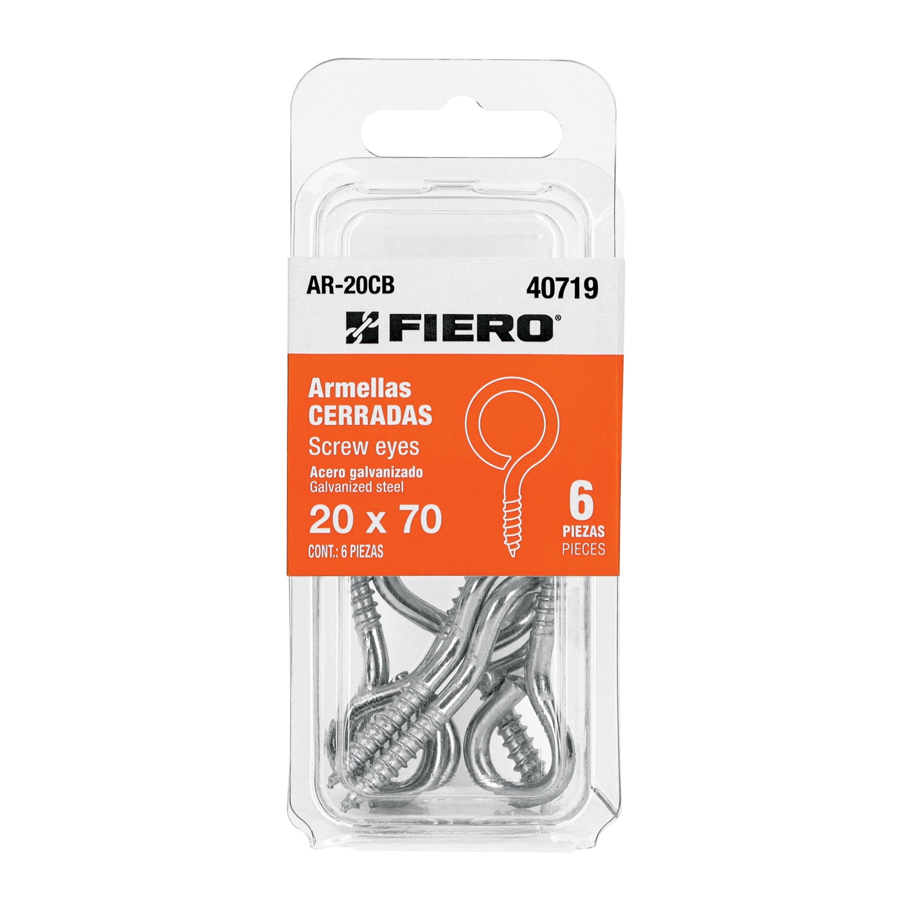 Blister con 6 armellas cerradas de 20 x 70, FIERO