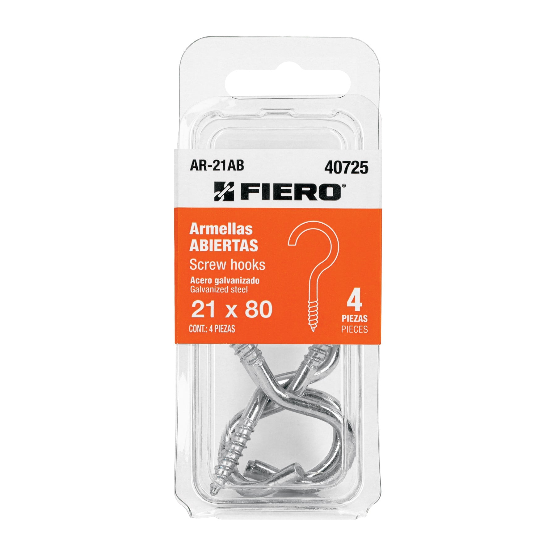 Blister con 4 armellas abiertas de 21 x 80, FIERO
