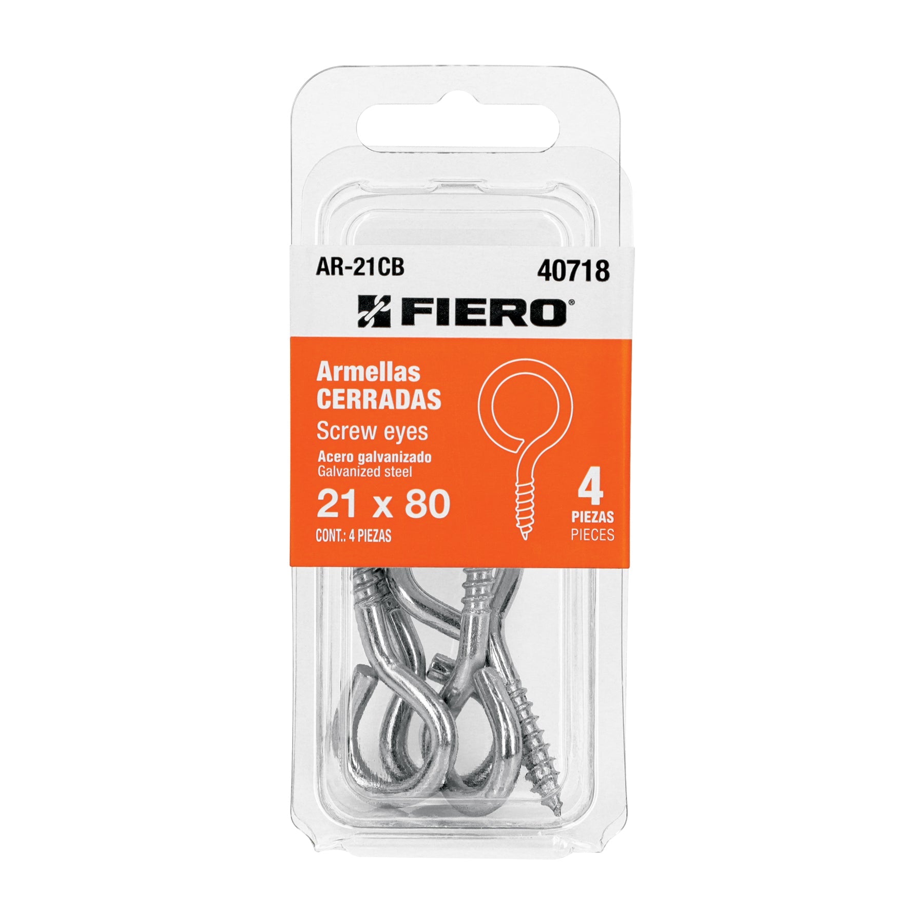 Blister con 4 armellas cerradas de 21 x 80, FIERO