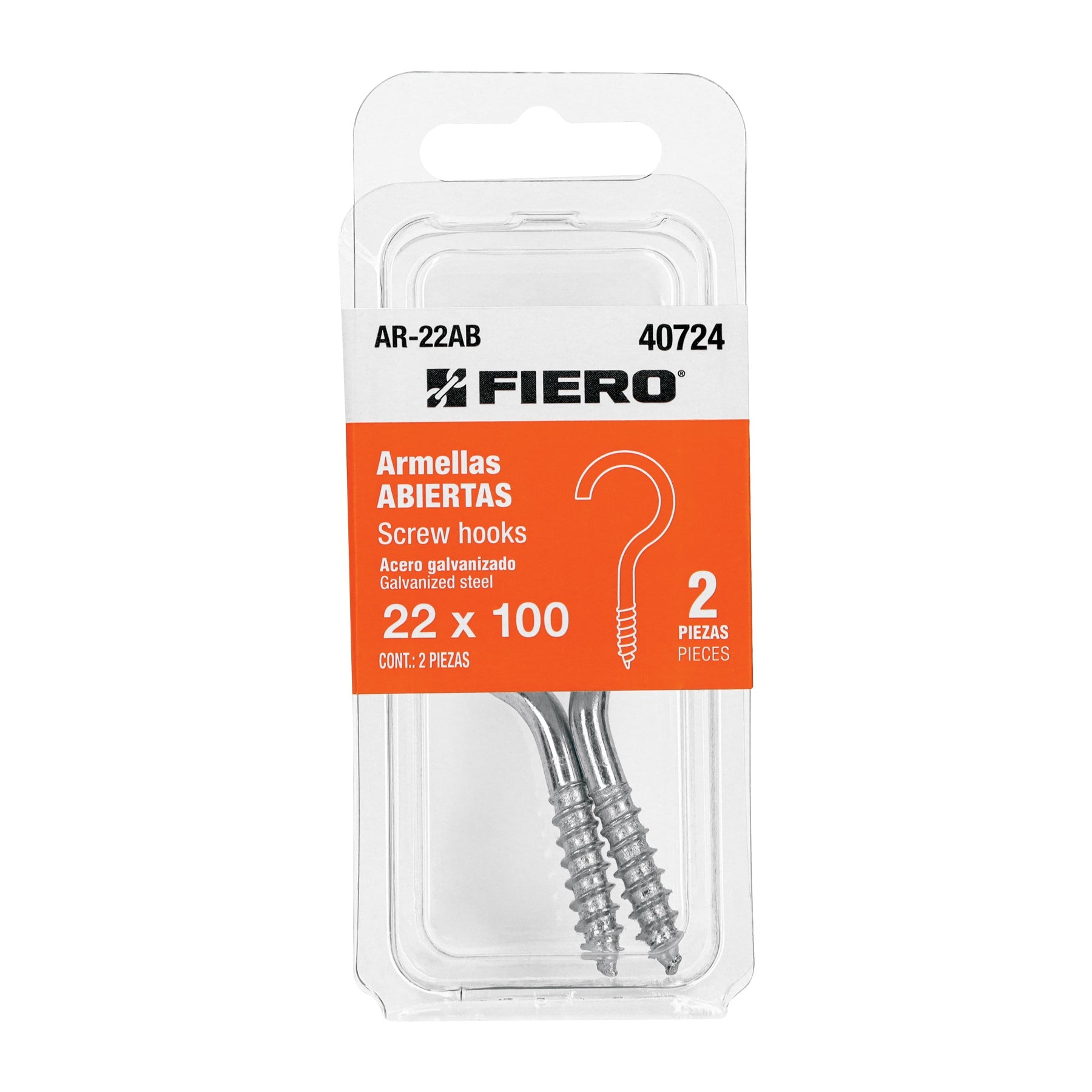 Blister con 2 armellas abiertas de 22 x 100, FIERO