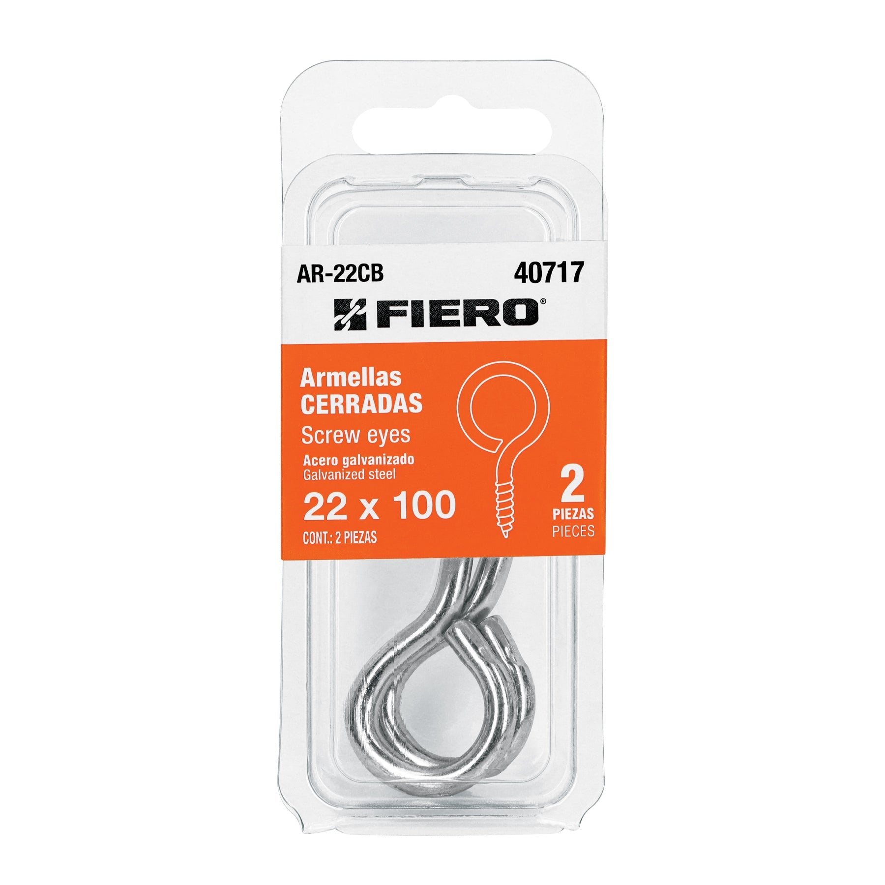 Blister con 2 armellas cerradas de 22 x 100, FIERO