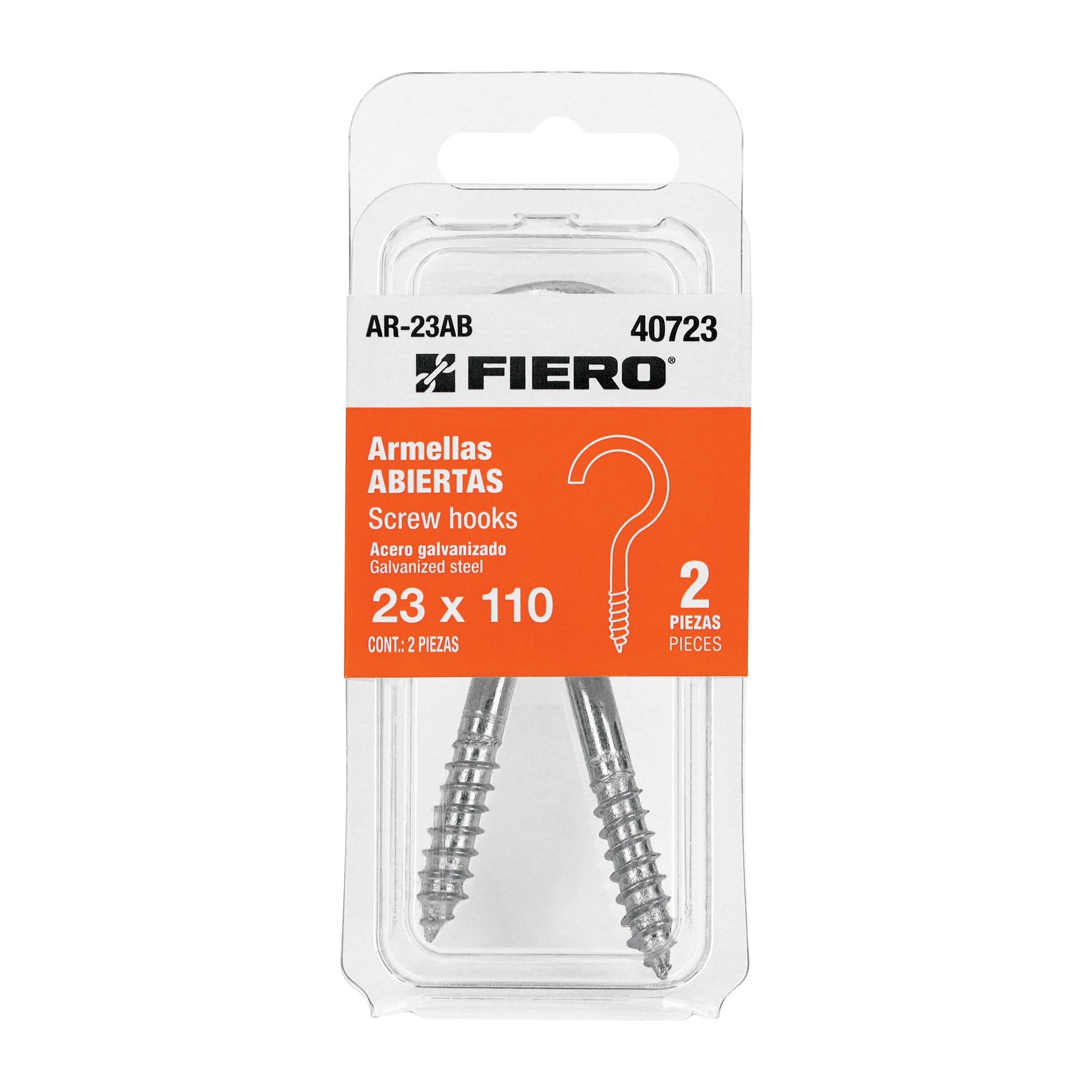 Blister con 2 armellas abiertas de 23 x 110, FIERO