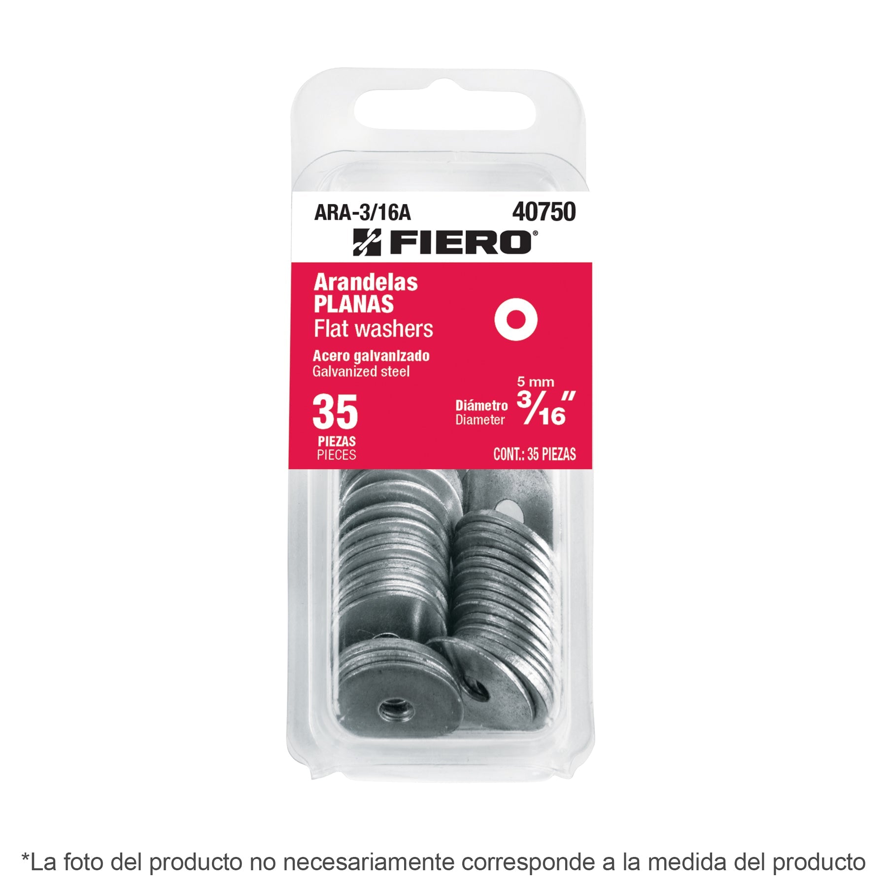 Blister con 30 arandelas planas de 1/4', FIERO