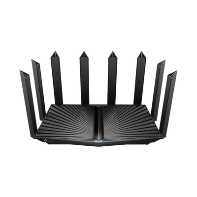 TP-LINK - Router WiFi 6 Triple Banda AX6600 MU-MIMO / 1 Puerto WAN/LAN 2.5 Gbps / 1 Puerto WAN/LAN 1Gbps / 3 Puertos LAN 1Gbps / 2 puerto USB 3.0 / OneMesh ™ / Adminitración App (Tether) o Página web / Protección HomeShield