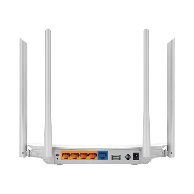 TP-LINK - Router Inalámbrico doble banda AC, 2.4 GHz y 5 GHz Hasta 1200 Mbps, 4 antenas externas omnidireccional, 4 Puertos LAN 10/1000 Mbps, 1 Puerto WAN 10/1000 Mbps
