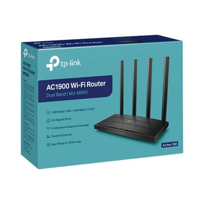 TP-LINK - Router inalámbrico WiFi 5 ac / Wave 2 MU-MIMO 3x3 1900 Mbps / Doble Banda 2.4 y 5 GHz / 1 puerto WAN 10/100/1000 Mbps / 4 puertos LAN 10/100/1000 Mbps / Tecnología Smart Connect / Compatible con EasyMesh