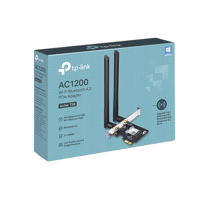 TP-LINK - Adaptador PCIe inalámbrico doble banda AC 1200 Mbps / Antena de alta ganancia / Tecnología MU-MUMO 2X2 / Soporte de perfil bajo y Altura completa / Bluetooth 4.2