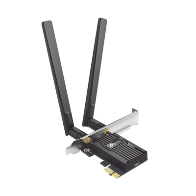 TP-LINK - Adaptador PCIe inalámbrico doble banda AX3000 Mbps / Seguridad Inalámbrica WPA3 /Antena de alta ganancia / Tecnología MU-MUMO 2X2 / Soporte de perfil bajo y Altura completa / Bluetooth 5.2