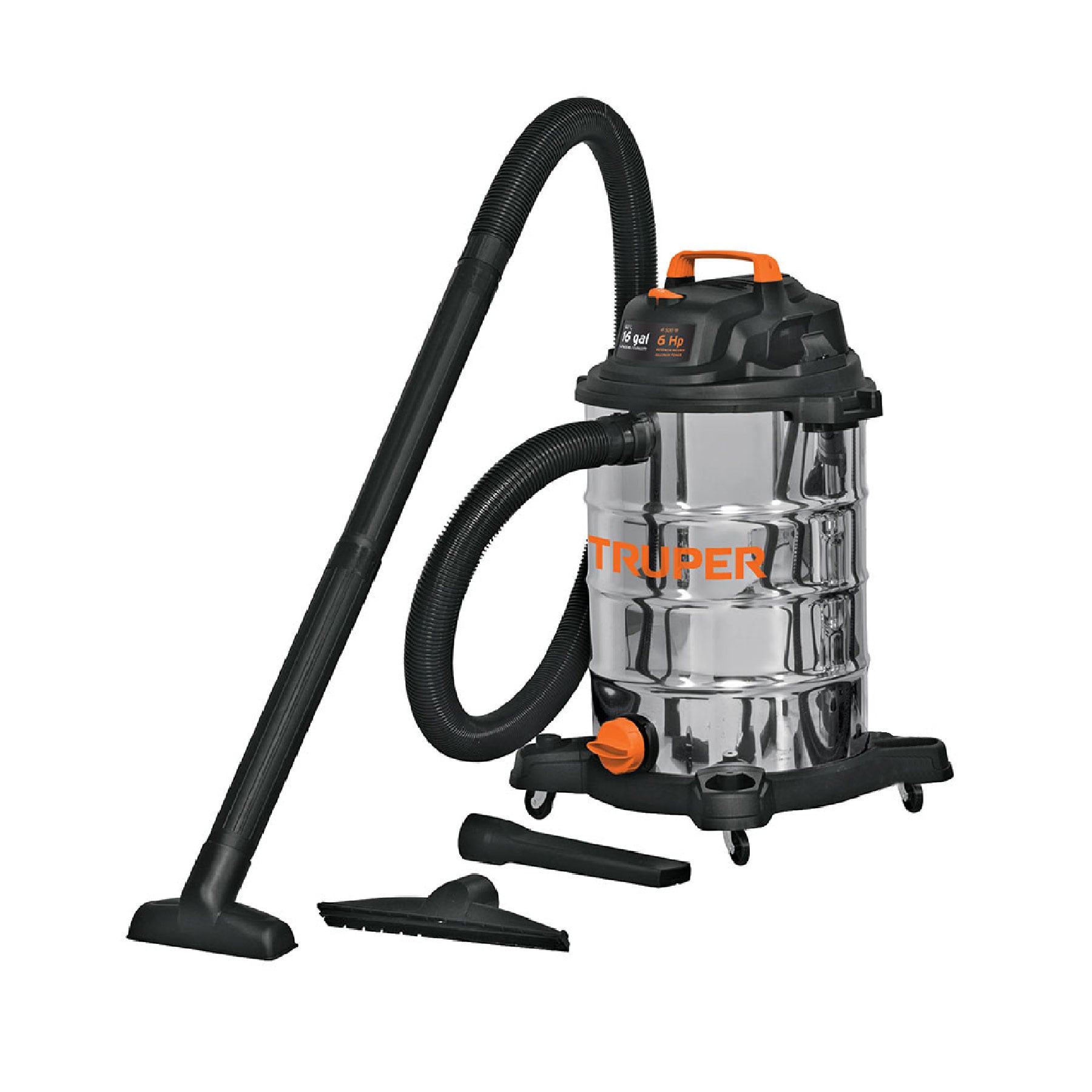 Aspiradora de solidos y liquidos, 16 gal, acero inox, Truper