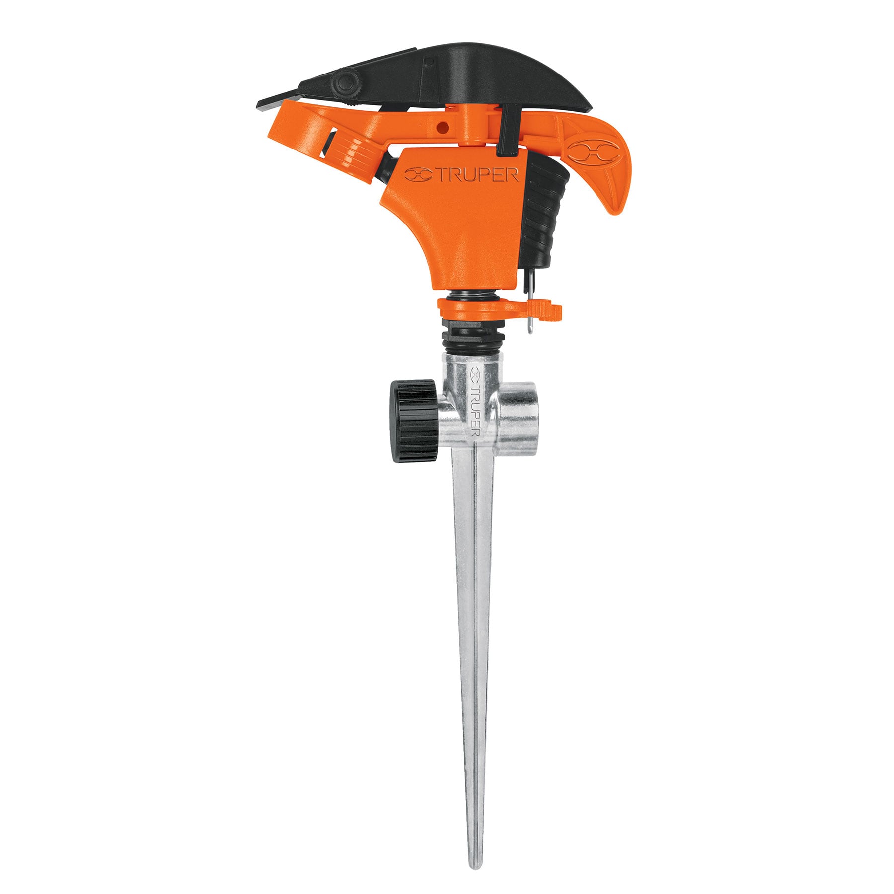 Aspersor plastico 11', dos vias, estaca metalica, Truper