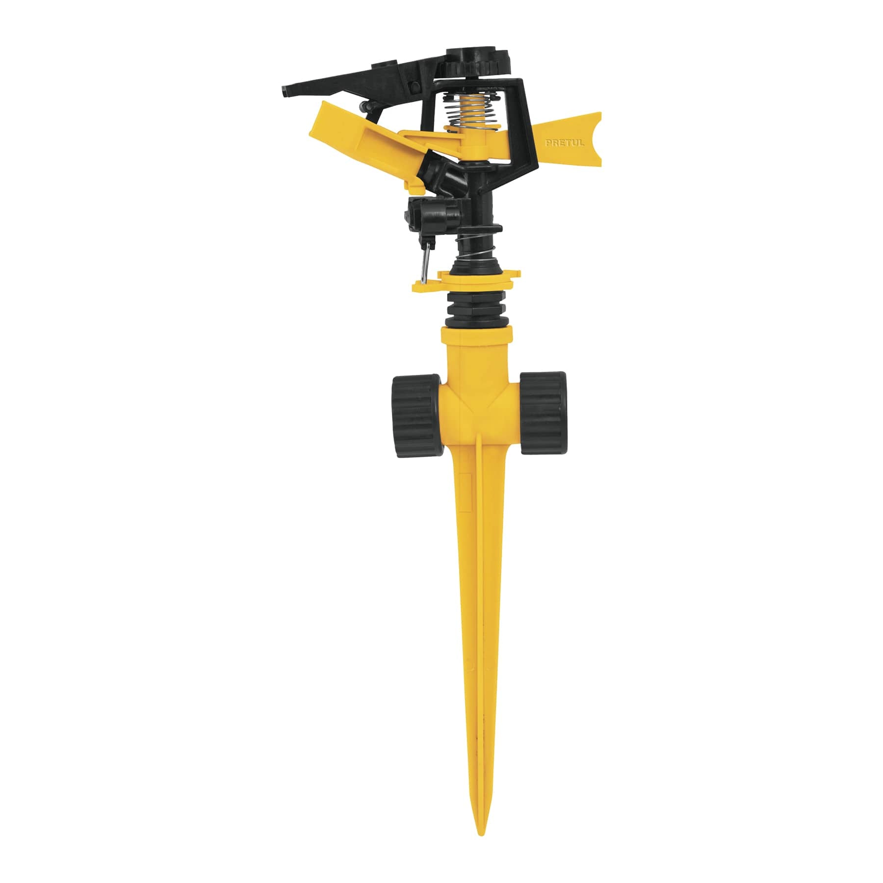 Aspersor plastico 11' dos vias, estaca plastica, Pretul