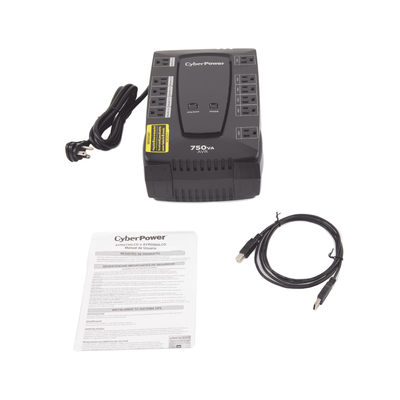 CYBERPOWER - UPS de 750 VA/450 W, Topología Línea Interactiva, Entrada 120 Vca NEMA 5-15P, Tipo Gabinete Compacto, Con 12 Tomas NEMA 5-15R