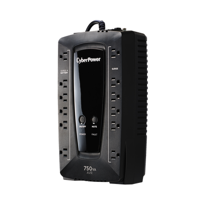 CYBERPOWER - UPS de 750 VA/450 W, Topología Línea Interactiva, Entrada 120 Vca NEMA 5-15P, Tipo Gabinete Compacto, Con 12 Tomas NEMA 5-15R