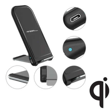 ARGOMTECH - Cargador Argomtech Convertible Inalambrico 10 W Carga Rápida Bobinas Duales Micro-USB