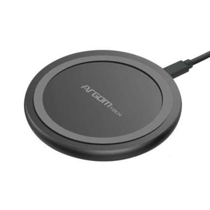 ARGOMTECH - Cargador Inalámbrico Argomtech Rápido 15W Con Certificación QI /FCC Micro USB Color Negro