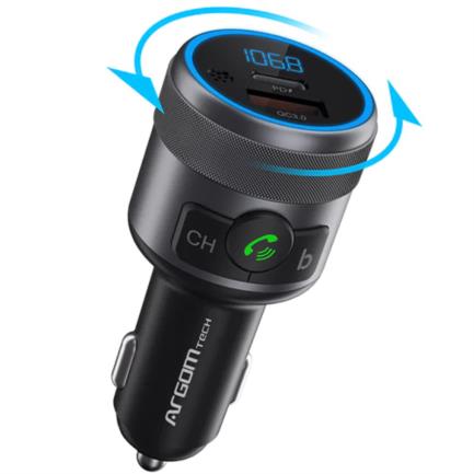 ARGOMTECH - Kit Manos Libres Argomtech para Auto Spectro T1 Bluetooth Pantalla LED Dos Puertos de Carga Rápida 42 W USB Color Negro