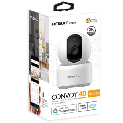 ARGOMTECH - Cámara Inteligente Argomtech Convoy 40 para Interior 3MP 1296p 2K QHD 128GB Lente 355° 10m Color Blanco