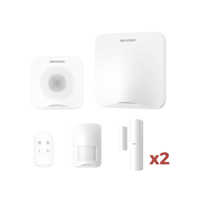 HIKVISION - (AX HOME) KIT de Alarma AX HOME / Incluye: 1 Hub con batería de respaldo / 1 Llavero / 1 PIR / 2 Contactos Magnéticos / 1 Sirena / Wi-Fi / Compatible con Hik-Connect P2P y Hik-Partner PRO