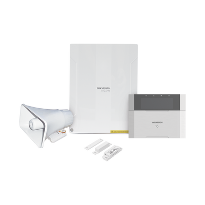 HIKVISION - KIT Panel de Alarma  AX HYBRID PRO / 1 Panel Híbrido / 1 Teclado LCD / 1 Contacto Magnético / 1 Sirena de 30 Watts