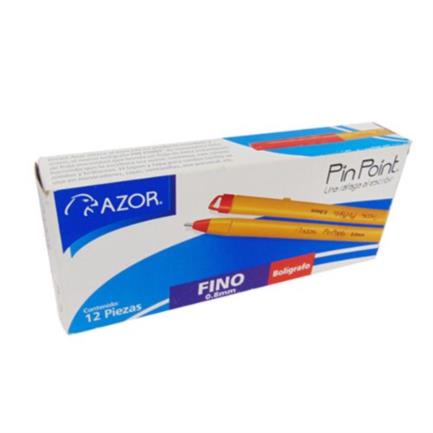 AZOR - Bolígrafo Azor Pin Point Fino 0.7mm Rojo Caja C/12