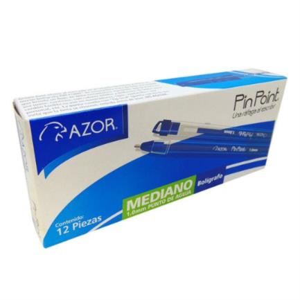 AZOR - Bolígrafo Azor Pin Point Mediano 1.0mm Azul Caja C/12
