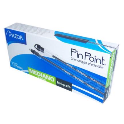 AZOR - Bolígrafo Azor Pin Point Mediano 1.0mm Negro Caja C/12